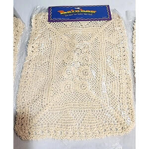 Lot of 4 Vintage Hand Lace Doilies Doylies Rectangle Table Mats 12 x 18 New